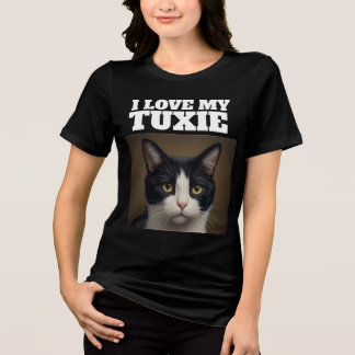 T-SHIRT  EN TRI-MATIÈRE CHEMISE T AMOUR DE CHAT TUXEDO