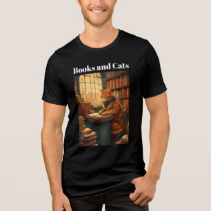 T-shirt En Tri-matière chemise Tri-Blend chats et livres