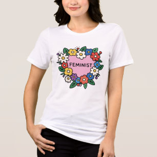 T-shirt En Tri-matière Chemise Tri-Blend Féministe Cœur Floral