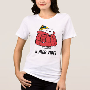 T-shirt En Tri-matière Chemise Tri-Blend Snoopy Hiver en Manteau Gonflant