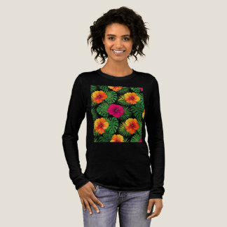 T-shirt En Tri-matière Chemise vibrante à fleurs d'hibiscus tropical impr