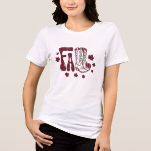 T-shirt En Tri-matière Chemise vintage automne saison bottes rouges et fe