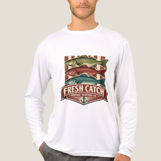 T-shirt En Tri-matière Chemise Vintage Poisson - Étiquette Fruits de Mer