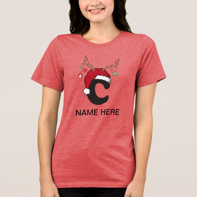 T-shirt En Tri-matière Chemises de Noël de famille personnalisées (Recto)