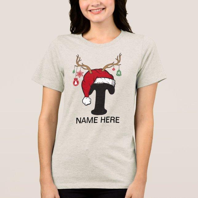 T-shirt En Tri-matière Chemises de Noël de famille personnalisées (Recto)