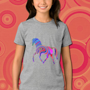 T-shirt En Tri-matière Cheval arc-en-ciel aux couleurs psychédéliques