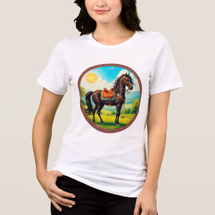 T-shirt En Tri-matière Cheval avec fond vibrant