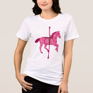 T-shirt En Tri-matière Cheval de carrousel - Fuchsia rose