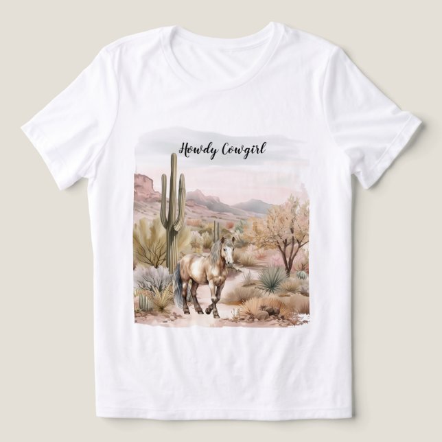T-shirt En Tri-matière Cheval du cactus occidental (Design Recto)