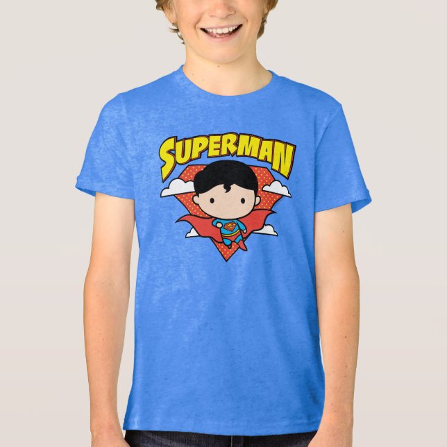 T-shirt En Tri-matière Chibi Superman Polka Dot Shield et nom (Recto)