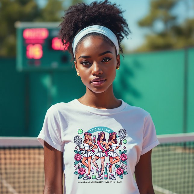 T-shirt En Tri-matière Chic Social Club Tennis Bachelorette Week-end (Chic Social Club Tennis Bachelorette Weekend Tri-Blend Shirt)