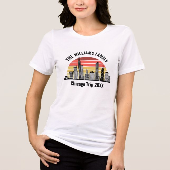 T-shirt En Tri-matière Chicago Sunset Customized Family Trip Women's (Recto)