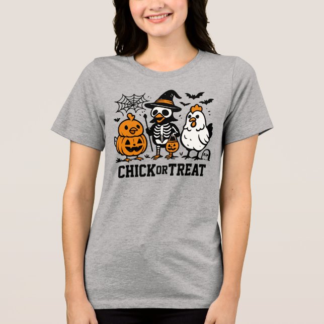 T-shirt En Tri-matière Chick ou Treat fun HalloweenT-Shirt (Recto)