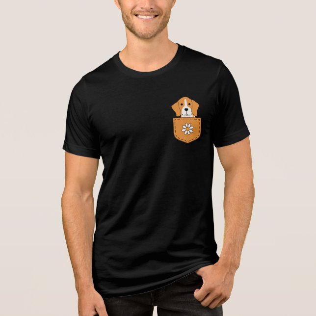 T-shirt En Tri-matière Chien Beagle Drôle Dans La Poche (Recto)