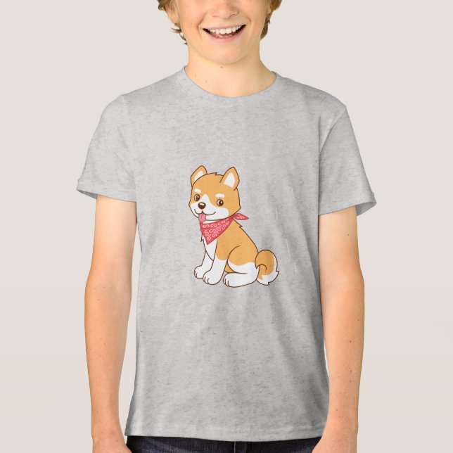 T-shirt En Tri-matière Chien chiot mignon Shiba Inu (Recto)
