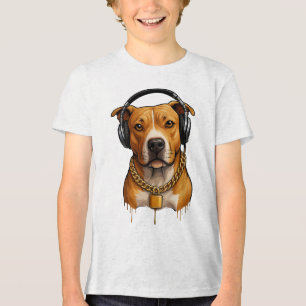 T-shirt En Tri-matière Chien cool avec casque et chaîne d'or - Urban St