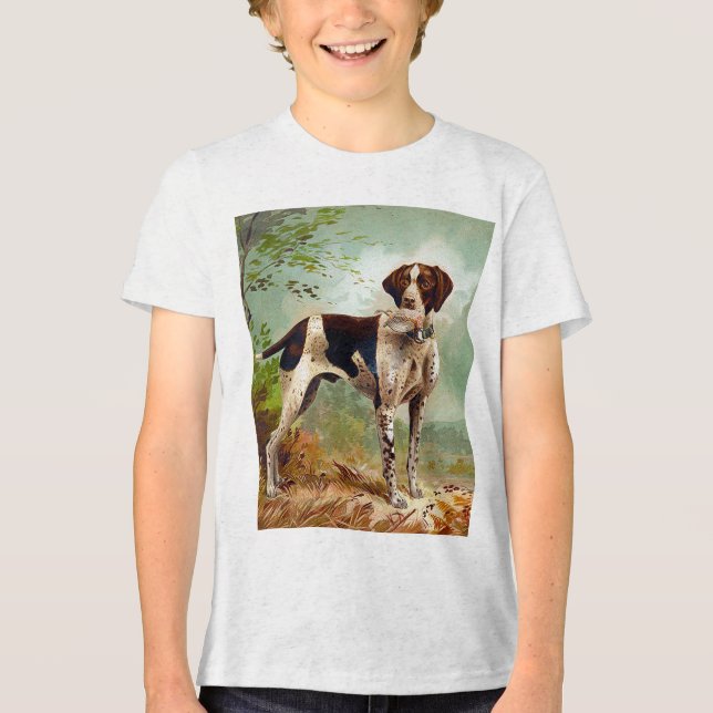 T-shirt En Tri-matière Chien de chasse avec oiseau dans la bouche (Recto)
