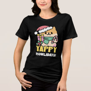T-shirt En Tri-matière Chien de Noël mignon - Yappy Howlidays