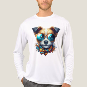 T-shirt En Tri-matière Chien Stylé Avec Des Lunettes Art De Compagnie Mod