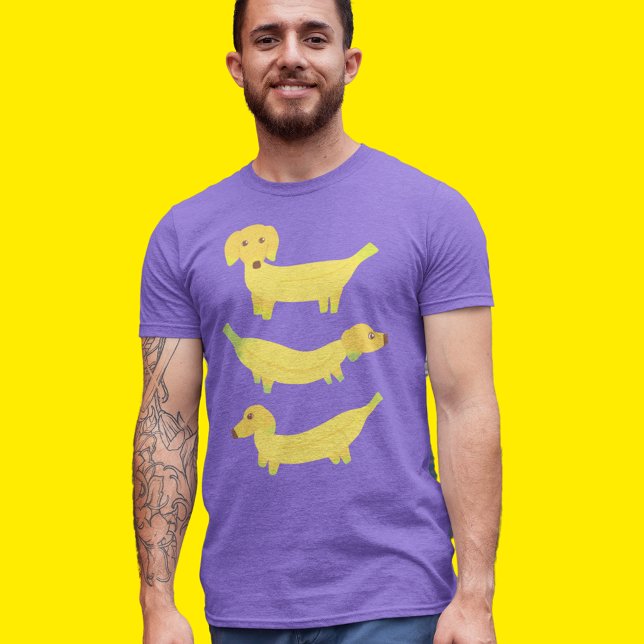 T-shirt En Tri-matière Chiens de banane jaune mignon (Créateur téléchargé)