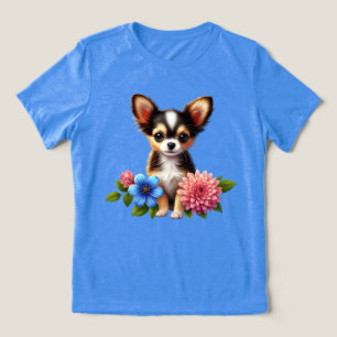 T-shirt En Tri-matière Chihuahua Chiuppy avec fleurs décoratives