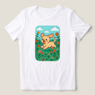 T-shirt En Tri-matière Chiot de Kawaii Pastel Chien joyeux mignon