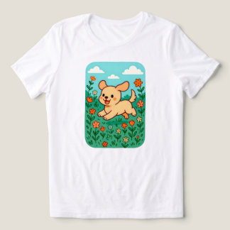 T-shirt En Tri-matière Chiot de Kawaii Pastel | Chien joyeux mignon