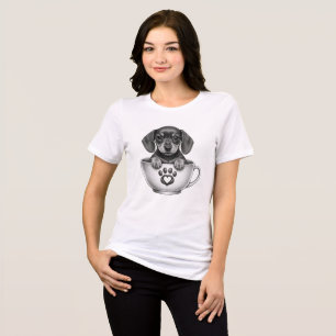 T-shirt En Tri-matière Chiot Teckel Tasse à Thé