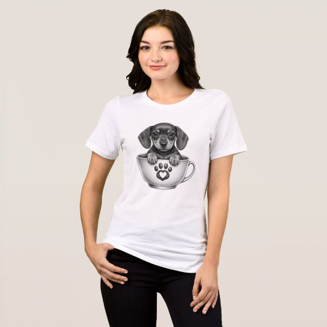 T-shirt En Tri-matière Chiot Teckel Tasse à Thé  (Recto plein)