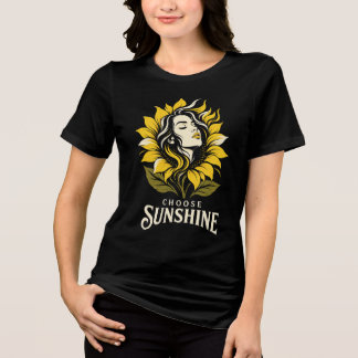 T-shirt En Tri-matière Choisissez Femme Fleur de Tournesol Portrait Flora