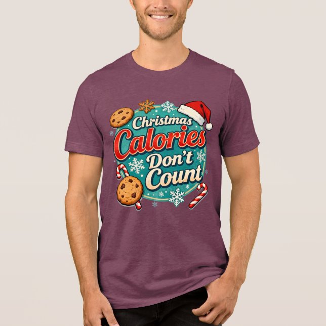 T-shirt En Tri-matière Christmas Calories Don’t Count Funny Santa Claus  (Recto)