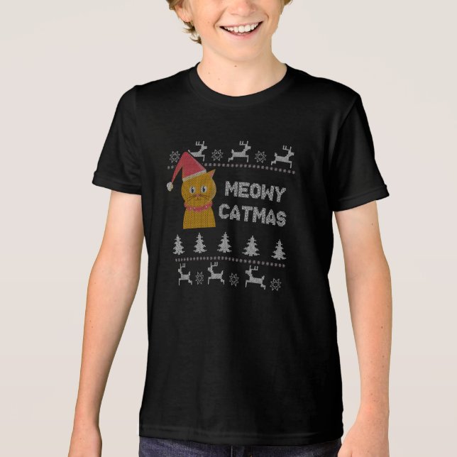 T-shirt En Tri-matière Christmas Cat (Recto)