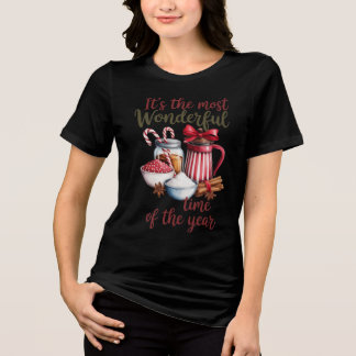 T-shirt En Tri-matière Christmas Coffee & Candy Cane Illustration