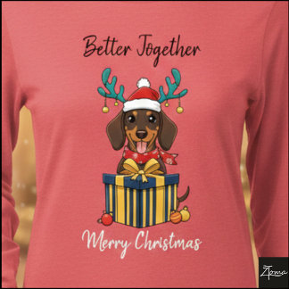 T-shirt En Tri-matière Christmas Dachshund Reindeer Scarf Gift Graphic