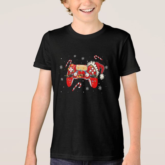 T-shirt En Tri-matière Christmas Gamer Controller Holiday Gaming Design (Recto)
