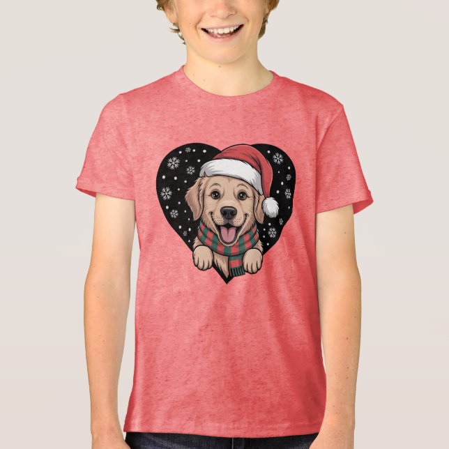 T-shirt En Tri-matière Christmas Golden Retriever - Santa Dog (Recto)