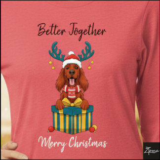 T-shirt En Tri-matière Christmas Irish Setter Red Reindeer Gift Graphic