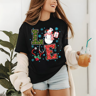 T-shirt En Tri-matière Christmas Love Nurse mignonne Médicale Snowman Hol
