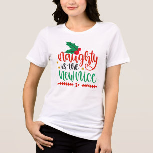 T-shirt En Tri-matière Christmas Naughty Est Le Nouveau Nice Drôle Modern