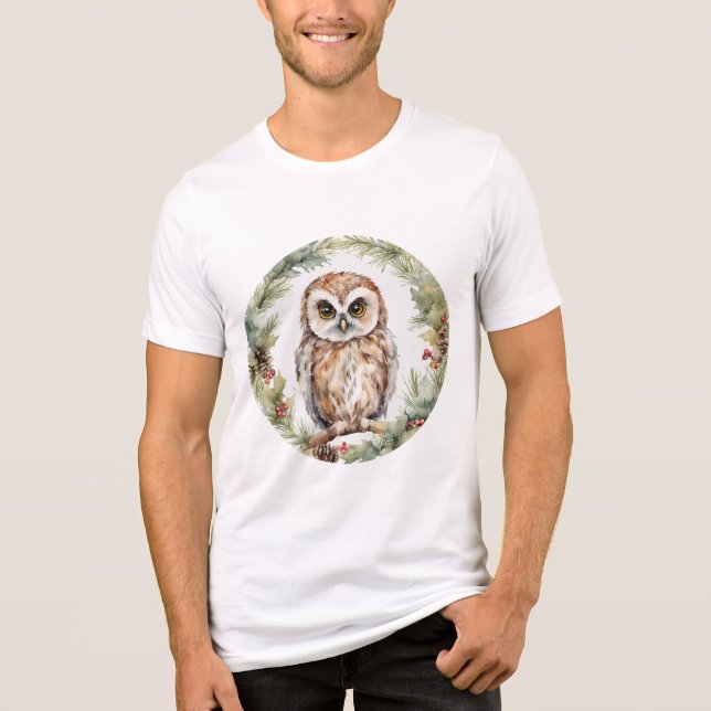 T-shirt En Tri-matière christmas owl illustration owl wall art holiday  (Recto)