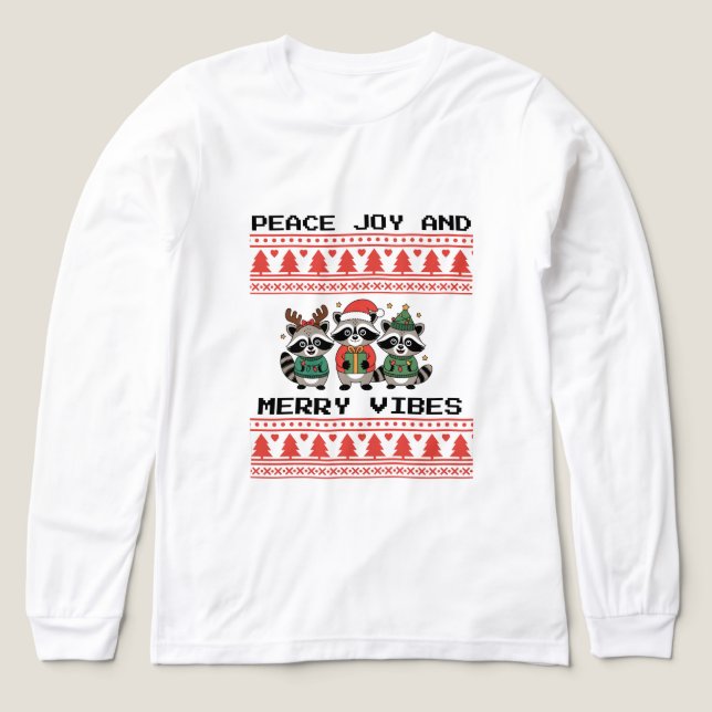 T-shirt En Tri-matière Christmas raccoon sweater (Motif recto)