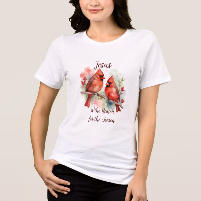 T-shirt En Tri-matière Christmas Red Cardinal Jesus Reason for Season (Recto)