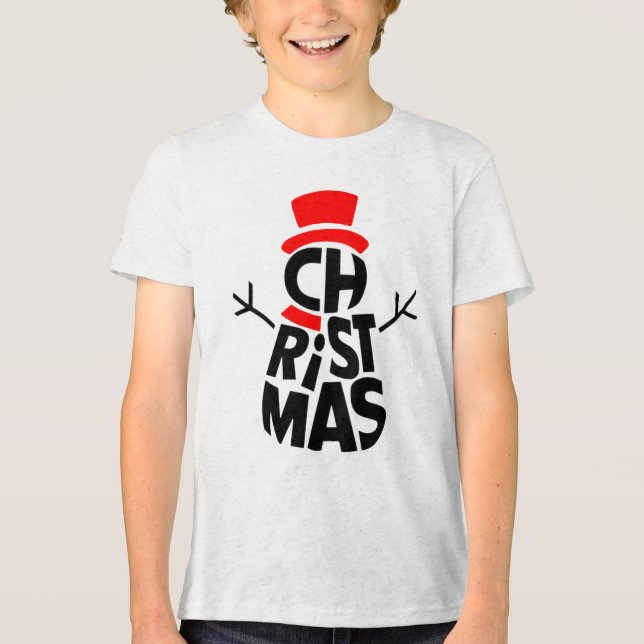 T-shirt En Tri-matière Christmas Snowman Word Art  (Recto)