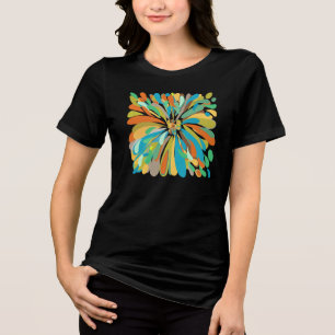 T-shirt En Tri-matière Chrysanthème mignon couleur bleu vert orange