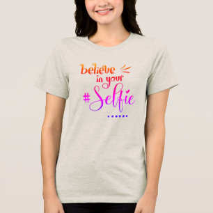 T-shirt En Tri-matière Citation Amusante Croyez En Votre Selfie Violet Sc