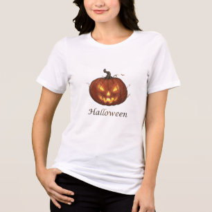 T-shirt En Tri-matière Citrouille d'Halloween Jack-o'-Lantern enflammée e