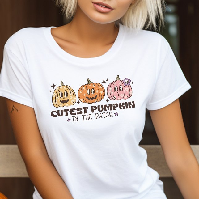 T-shirt En Tri-matière Citrouille la Plus Mignonne du Patch Rétro Hallowe (Créateur téléchargé)