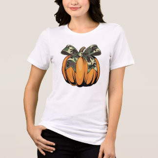 T-shirt En Tri-matière Citrouille orange avec nœud camouflage Automne Hal