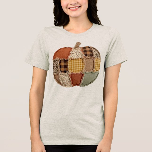 T-shirt En Tri-matière Citrouille Patchwork  (Recto)
