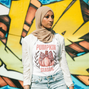 T-shirt En Tri-matière Citrouille Rose Rétro Saison Coquette Nœud Floral 